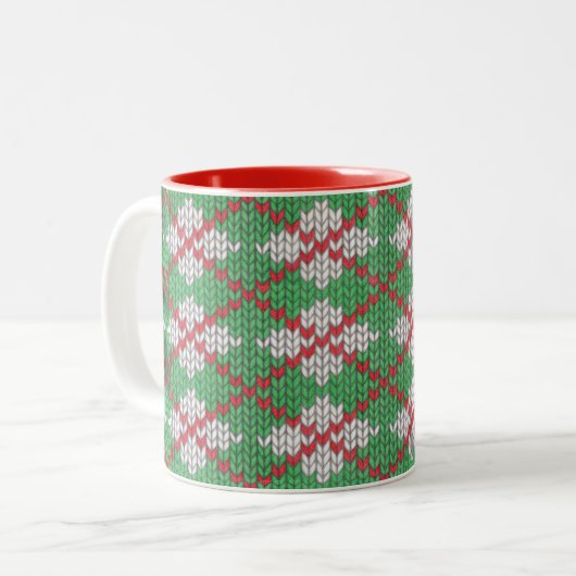 XMAS ARGYLE KNIT Red Two-Tone Mok (Voorkant links)