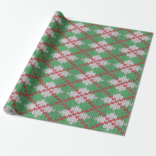 XMAS ARGYLE KNIT Wrapppapier Cadeaupapier (Uitgerold)