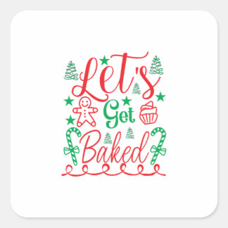 Xmas Art Let op! Vierkante Sticker