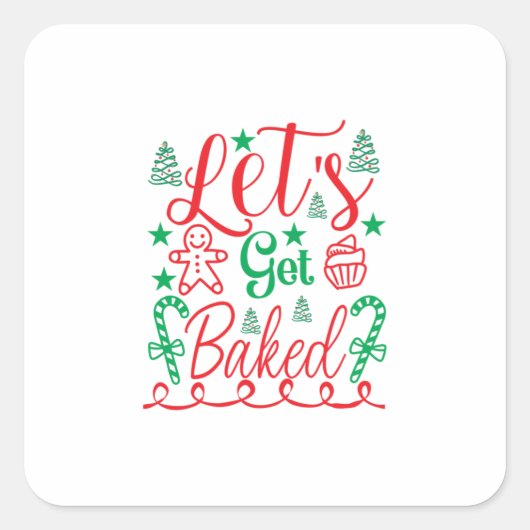 Xmas Art Let op! Vierkante Sticker (Voorkant)