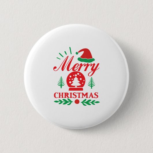 Xmas Art Merry Kerstmis Ronde Button 5,7 Cm (Voorkant)