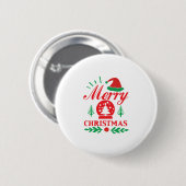 Xmas Art Merry Kerstmis Ronde Button 5,7 Cm (Voorkant /achterkant)