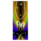 Xmas Artdeco op Paarse gele regenboog Wijn Cadeautas (Achterkant)