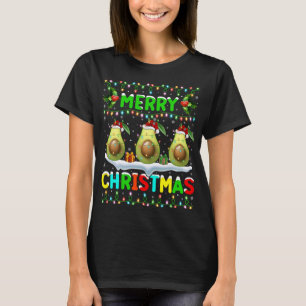 Xmas Avocado Lighting Santa Hat Merry Kerstmis Av T-shirt