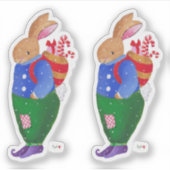 Xmas Basket Bunny-Sticker Sticker (Voorkant)