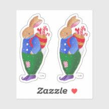 Xmas Basket Bunny-Sticker