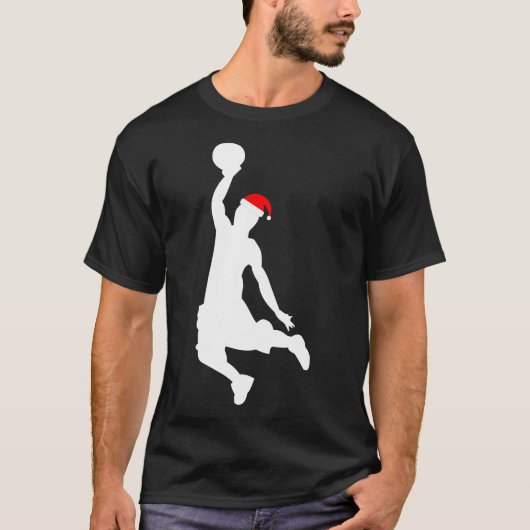 Xmas Basketball Player Silhouette Santa Hat Gift T-shirt (Voorkant)