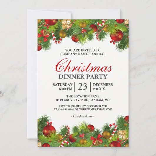 Xmas Baubles Pines Berries kerstfeest Kaart (Voorkant)