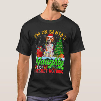 Xmas Beagle Dog op de Naughty Funny List van Santa T-shirt