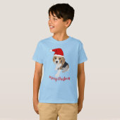 XMAS BEAGLE PUPPY DOG IN RED SANTA HAT CHRISTMAS T T-SHIRT (Voorkant volledig)