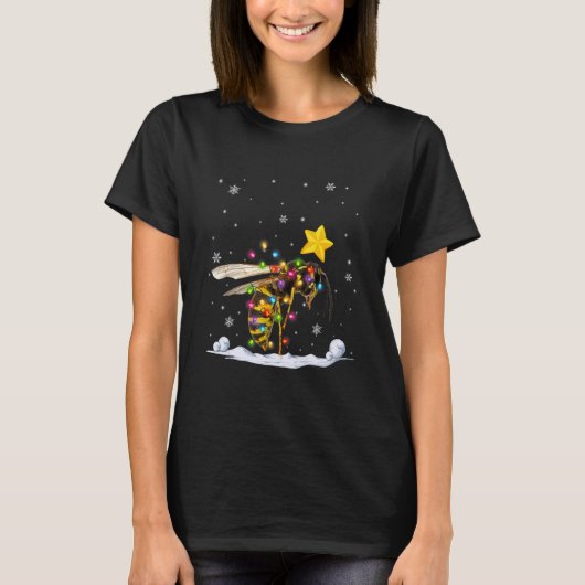 Xmas Bee Dieren Kerstboom Lichten T-shirt (Voorkant)