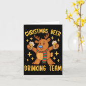 Xmas Beer Drink Team Reinbeer Vakantie Kerst Kaart (Gele Bloem)
