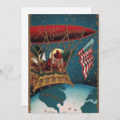 Xmas begroet de  patriottische kerstman in Blimp Feestdagenkaart (Voorkant / Achterkant)