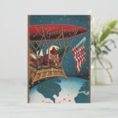 Xmas begroet de  patriottische kerstman in Blimp Feestdagenkaart (Staand voorkant)