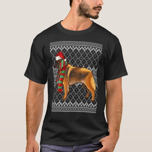 Xmas Belgium Tervuren Santa Claus Pet Ugly Christm T-shirt (Voorkant)