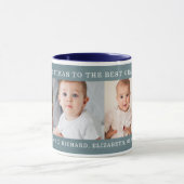 Xmas Beste Opa Custom Foto Gift Blauw Mok (Midden)