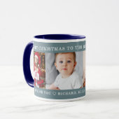 Xmas Beste Opa Custom Foto Gift Blauw Mok (Voorkant links)