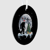 Xmas Bigfoot Santa Tree Sleigh Moon Reindeer Snow Ornament (voorkant)