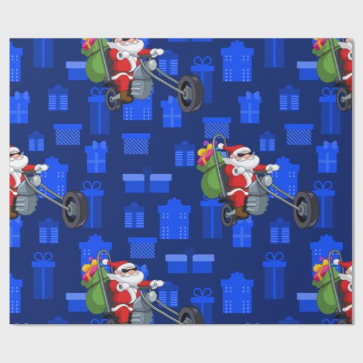 xmas biker santa claus cadeaupapier (Vlak)