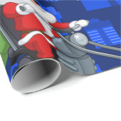 xmas biker santa claus cadeaupapier (Rol Hoek)