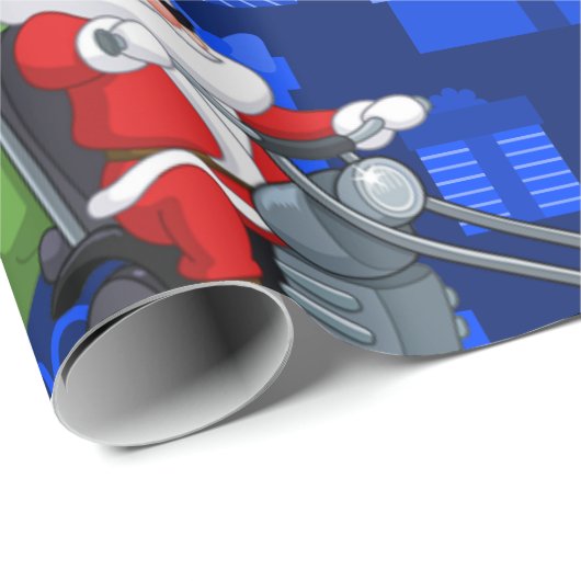 xmas biker santa claus cadeaupapier (Rol Hoek)