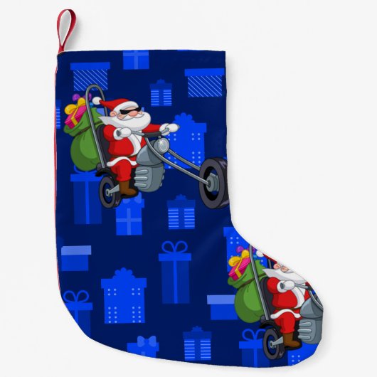 xmas biker santa claus kleine kerstsok (Voorkant)