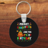 Xmas Birthday Funny Merry Christmas And Yes It's M Sleutelhanger (Voorkant)
