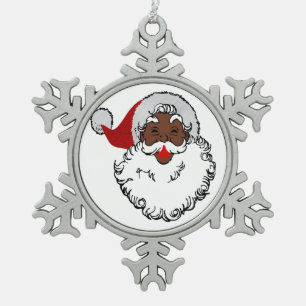 xmas Black santa claus Tin Sneeuwvlok Ornament
