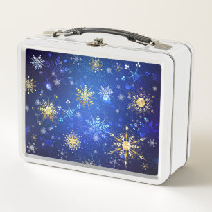 XMAS Blauwe Achtergrond met Golden Snowflakes