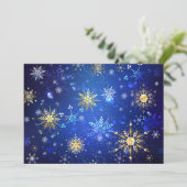 XMAS Blauwe Achtergrond met Golden Snowflakes (Staand voorkant)