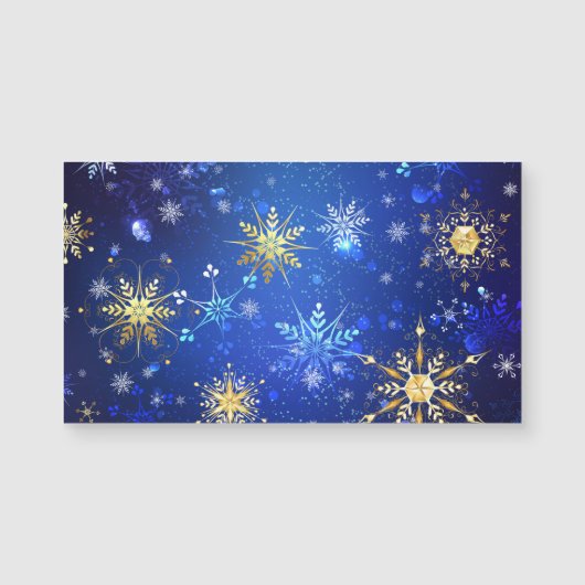 XMAS Blauwe Achtergrond met Golden Snowflakes (Voorkant)