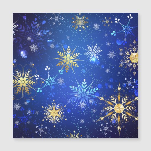 XMAS Blauwe Achtergrond met Golden Snowflakes (Voorkant)