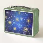 XMAS Blauwe Achtergrond met Golden Snowflakes (Achterkant)