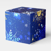 XMAS Blauwe Achtergrond met Golden Snowflakes Bedankdoosjes (Voorkant Zijde)