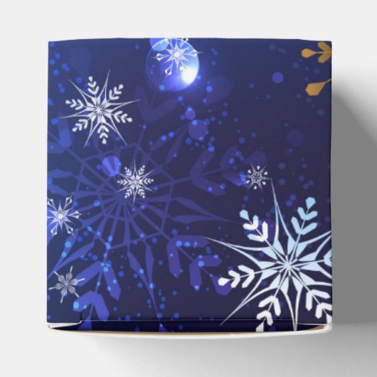 XMAS Blauwe Achtergrond met Golden Snowflakes Bedankdoosjes (Bovenkant)