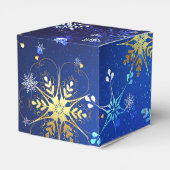 XMAS Blauwe Achtergrond met Golden Snowflakes Bedankdoosjes (Achterkant)