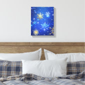 XMAS Blauwe Achtergrond met Golden Snowflakes Canvas Afdruk (Insitu (Slaapkamer))