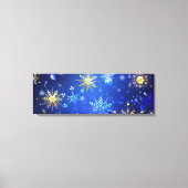 XMAS Blauwe Achtergrond met Golden Snowflakes Canvas Afdruk (Voorkant)