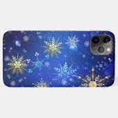 XMAS Blauwe Achtergrond met Golden Snowflakes Case-Mate iPhone Case (Achterkant (horizontaal))