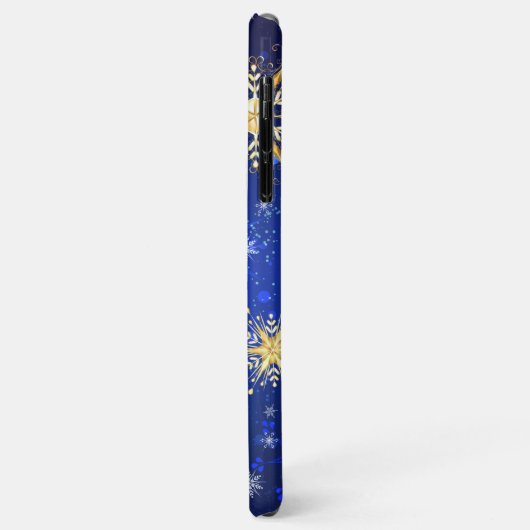 XMAS Blauwe Achtergrond met Golden Snowflakes Case-Mate iPhone Case (Achterkant/links)
