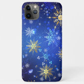 XMAS Blauwe Achtergrond met Golden Snowflakes Case-Mate iPhone Case (Achterkant)