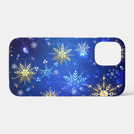 XMAS Blauwe Achtergrond met Golden Snowflakes Case-Mate iPhone Case (Achterkant (horizontaal))