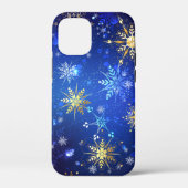 XMAS Blauwe Achtergrond met Golden Snowflakes Case-Mate iPhone Case (Achterkant)