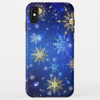 XMAS Blauwe Achtergrond met Golden Snowflakes
