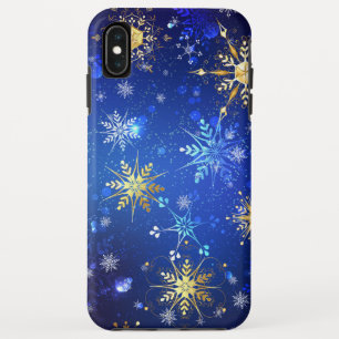 XMAS Blauwe Achtergrond met Golden Snowflakes Case-Mate iPhone Case