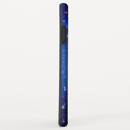 XMAS Blauwe Achtergrond met Golden Snowflakes Case-Mate iPhone Case (Achterkant/rechts)