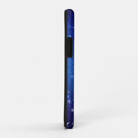 XMAS Blauwe Achtergrond met Golden Snowflakes Case-Mate iPhone Case (Achterkant/rechts)