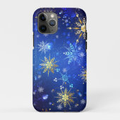XMAS Blauwe Achtergrond met Golden Snowflakes Case-Mate iPhone Case (Achterkant)