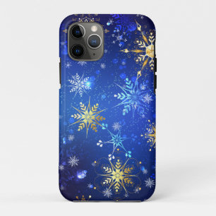 XMAS Blauwe Achtergrond met Golden Snowflakes Case-Mate iPhone Case