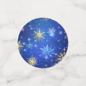 XMAS Blauwe Achtergrond met Golden Snowflakes Confetti (Kleine voorkant)